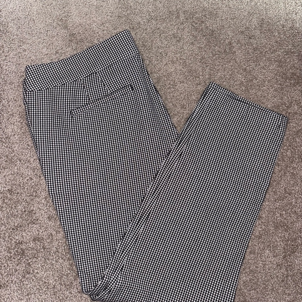 LOFT “Julie” Black and White Checkered Dress Pants